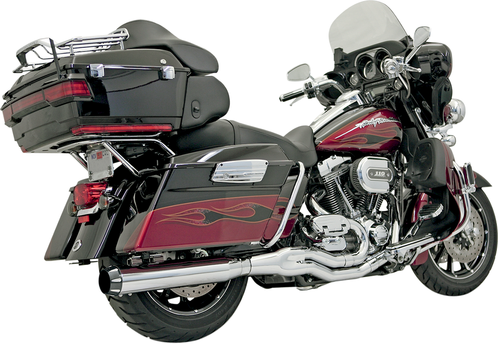 BASSANI XHAUST Road Rage B4 2:1 Exhaust System with 4" Straight Can Muffler - Chrome - '95-'16 FL FLH-757