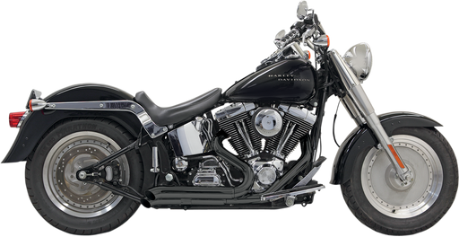 BASSANI XHAUST Pro Street Exhaust - Black - Turn Out - '86-'17 Softail 1S24DB - PartsOutlet.com.au