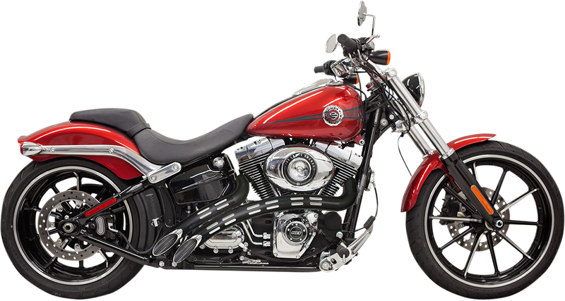 BASSANI XHAUST Sweeper Exhaust - '86-'17 Softail & Dyna - Chrome/Black 1SD2FB - PartsOutlet.com.au