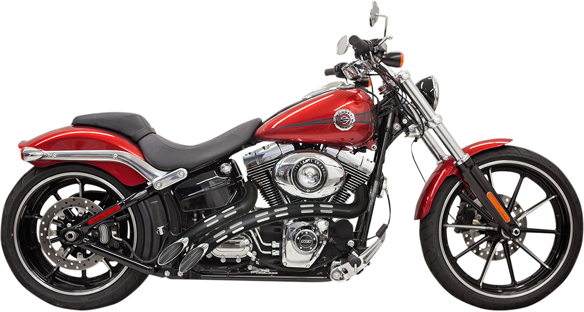 BASSANI XHAUST Sweeper Exhaust - '86-'17 Softail & Dyna - Chrome/Black 1SD2FB - PartsOutlet.com.au