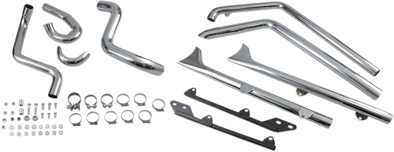 BASSANI XHAUST Fishtail True Dual Exhaust System - 30" - Softail '89-'17 - No Baffle - 1S26E-30