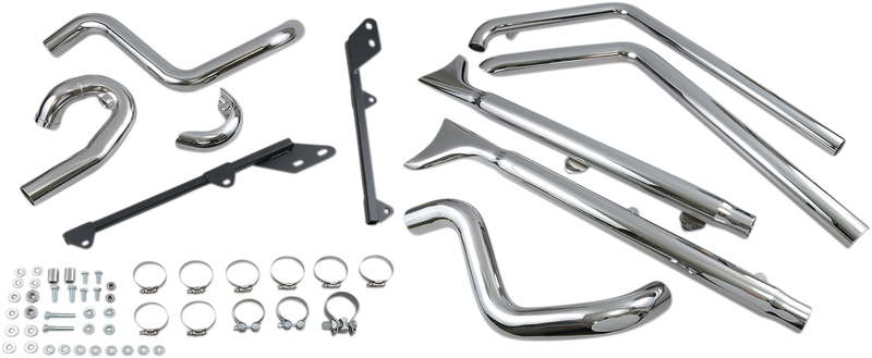 BASSANI XHAUST True Duals w/33 in. 2.25" Fishtail Mufflers with Baffles for '86-'17 Softail - 1S66E-33