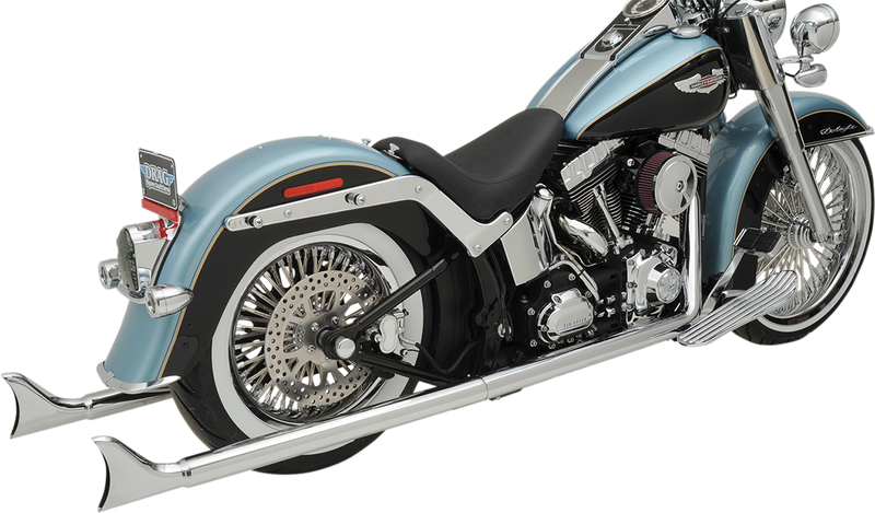 BASSANI XHAUST Chrome True Duals w/36 in. 2.25" Fishtail Mufflers without baffles - '89-'17 Softail - 1S46E-36