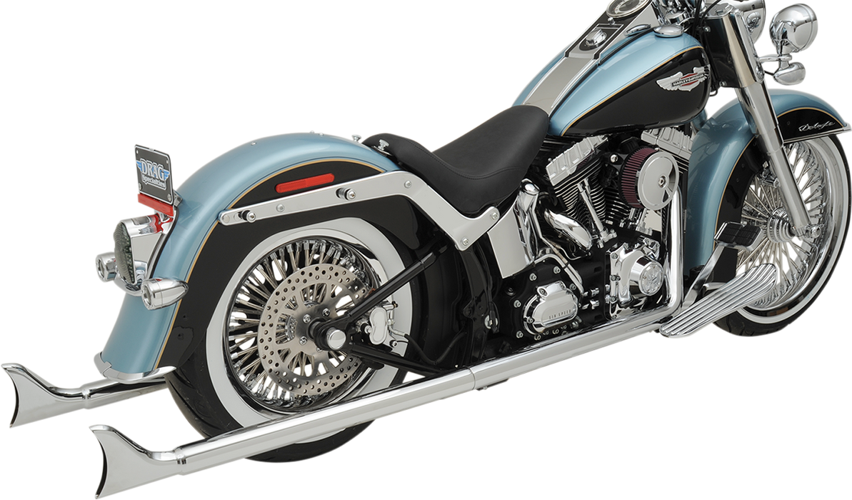 BASSANI XHAUST Chrome True Duals w/36 in. 2.25" Fishtail Mufflers without baffles - '07-'17 Softail - 1S46E-36