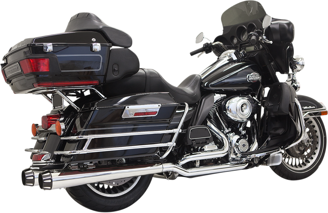 BASSANI XHAUST Stepped Down Under True Duals w/ 4" Megaphone Muffler 2009-2016 Bagger - Chrome - 1F66R