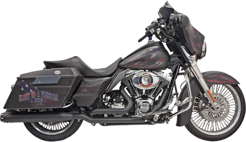BASSANI XHAUST Stepped Down Under True Duals w/ 4" Straight Can Muffler - Black - '09-'16 Bagger 1F76RB