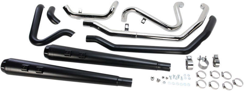 BASSANI XHAUST Stepped Down Under True Duals w/ 4" Megaphone Muffler - '09-'16 Baggers - Black -  1F66RB