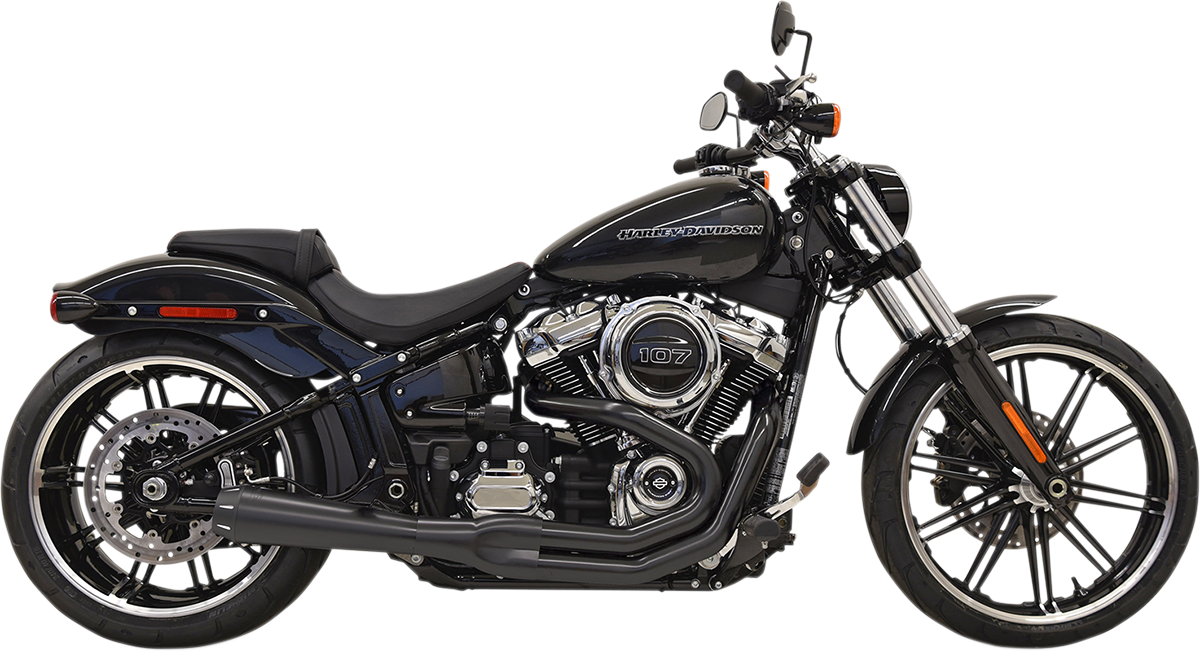 BASSANI XHAUST Road Rage 2:1 Exhaust - Black - 2020 Softail Breakout, 2018-2021 Fat Boy & FXDR -1S62RB