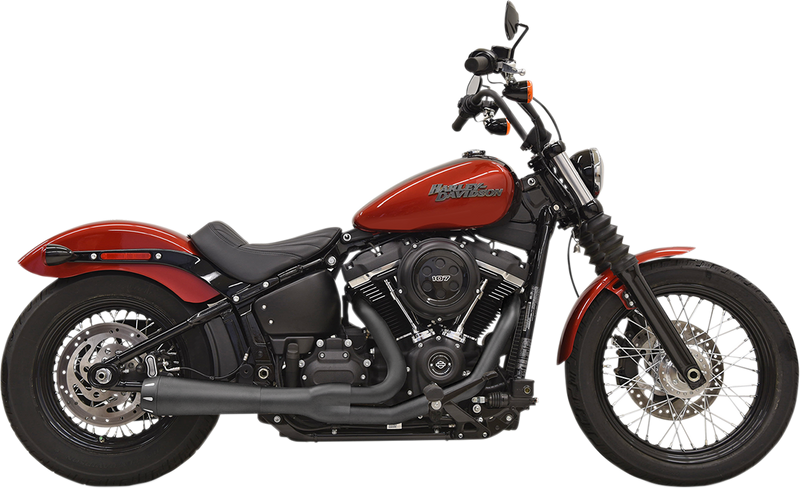 BASSANI XHAUST Road Rage III 2 into1 - 2018+ M8 Softail Street Bob, Lowrider, Slim & Fat Bob - BLACK 1S72RB - PartsOutlet.com.au