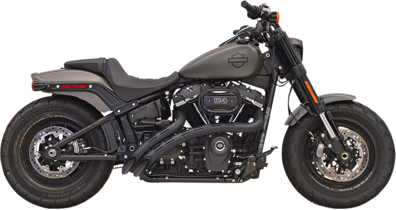 BASSANI XHAUST Sweeper Exhaust - Slotted - Black/Black - '18+ Softail 1S22FB - PartsOutlet.com.au