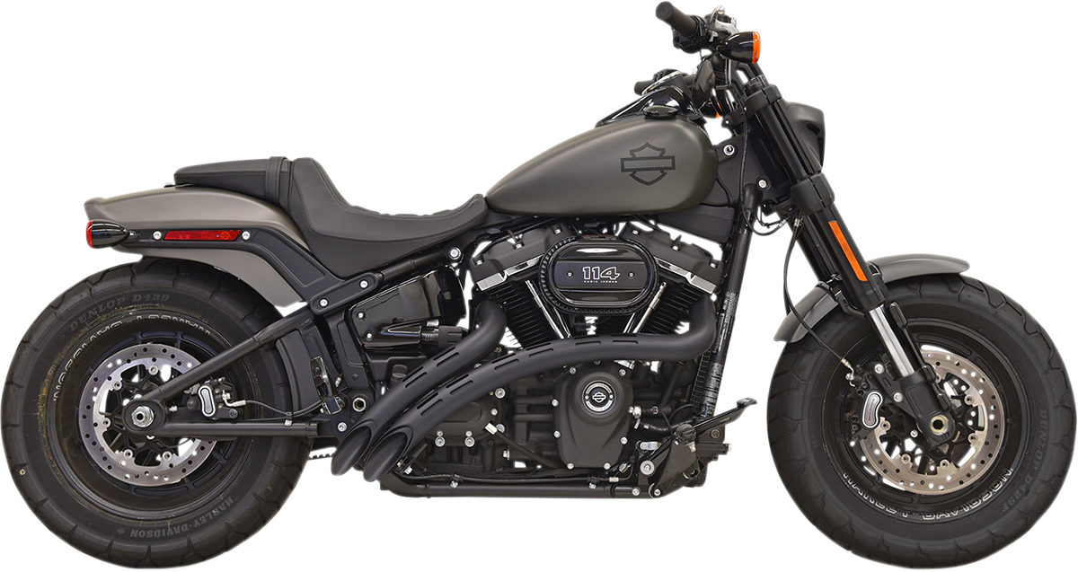 BASSANI XHAUST Sweeper Exhaust - Slotted - Black/Black - '18+ Softail 1S22FB