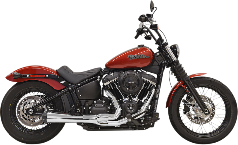 BASSANI XHAUST Road Rage 2:1 Exhaust - 2018+ M8 Softail Street Bob, Lowrider, Slim & Fat Bob - Chrome 1S72R - PartsOutlet.com.au
