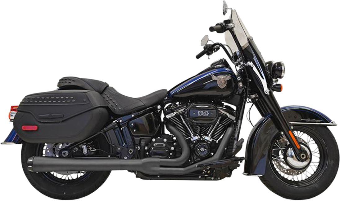 BASSANI XHAUST Road Rage 2:1 Touring Exhaust System for 2018-2021 Softail Heritage, Deluxe - Black 1S91RB