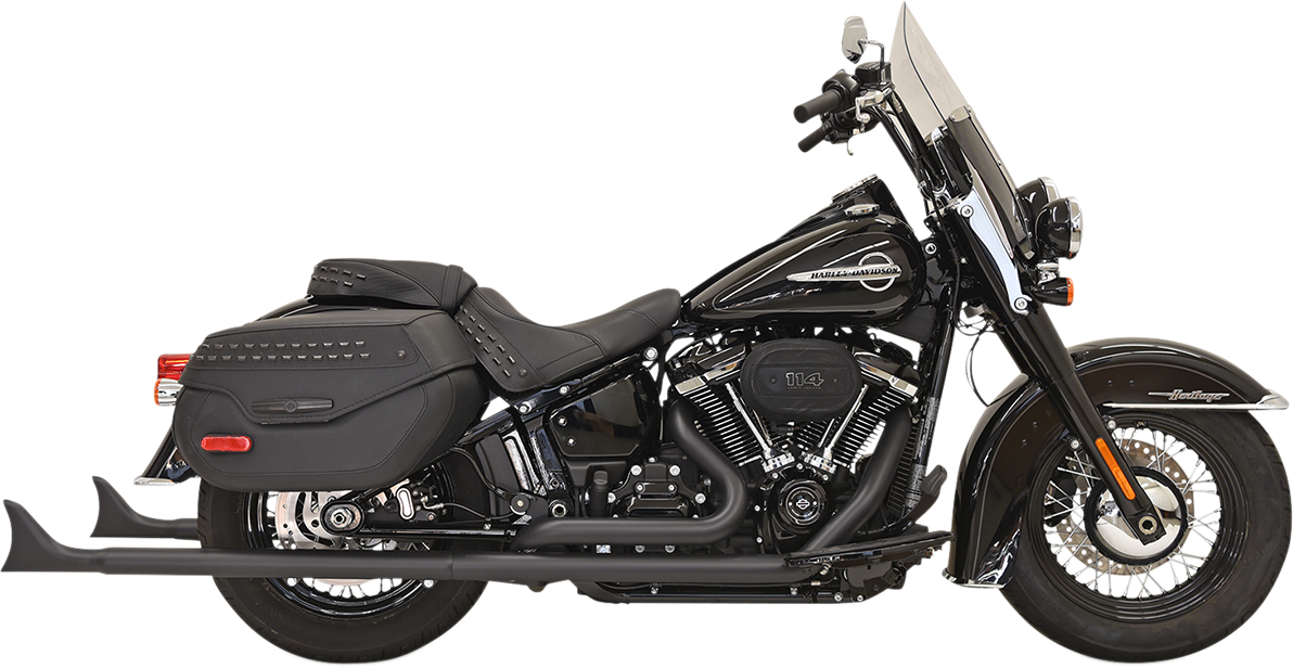 BASSANI XHAUST True Duals w/36 in. Fishtail Mufflers and Baffle - Black - '18-'20 Softail - 1S96EB36