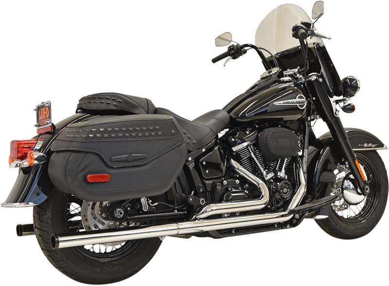 BASSANI XHAUST Dual Exhaust System - W/ 2.25" Straight Mufflers for '18-'24 Softail Heritage & Deluxe - 1S96P