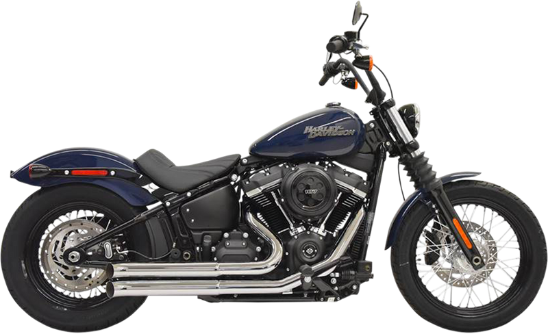 BASSANI XHAUST Pro Street Exhaust - '18-'21 Softail Street Bob, Lowrider, Fat bob - Chrome 1S35D - PartsOutlet.com.au