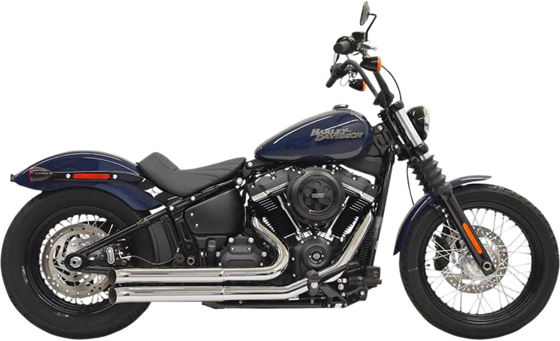 BASSANI XHAUST Pro Street Exhaust - '18-'21 Softail Street Bob, Lowrider, Fat bob - Chrome 1S35D