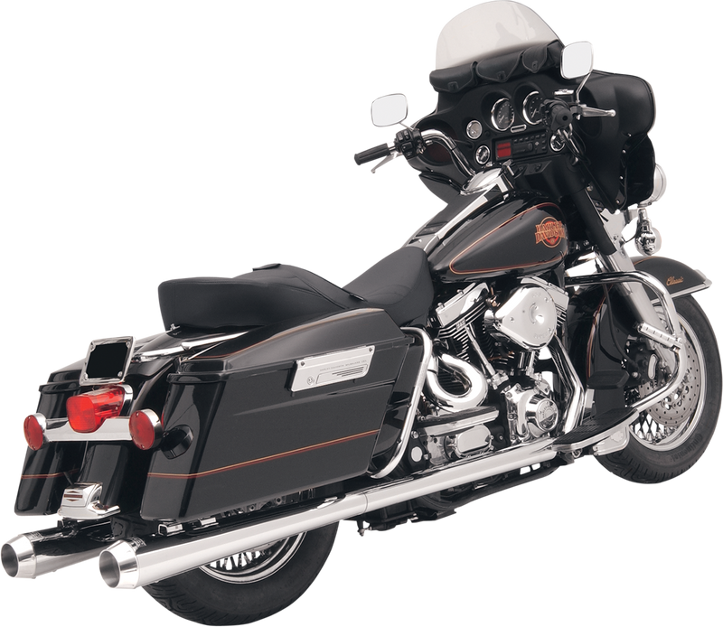 BASSANI XHAUST Megaphone Mufflers - Chr/Pol - Tapered - Standard Baffle '95-'16 FLH-517 - PartsOutlet.com.au