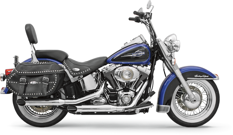 BASSANI XHAUST 3" Slip On Mufflers - Chrome - Bologna Cut - Softail '07-'17 12117F