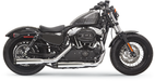 BASSANI XHAUST Mufflers - Chome/Black - Fluted - Sportster '14-'20 1X27T - PartsOutlet.com.au