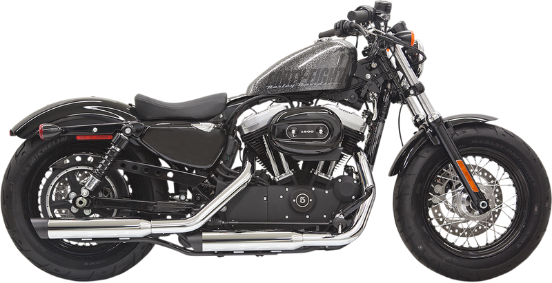 BASSANI XHAUST Mufflers - Chome/Black - Slash-Cut - '14-'20 Sportster 1X27SB - PartsOutlet.com.au