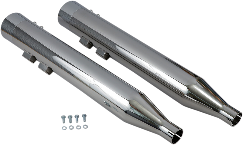 BASSANI XHAUST Slip On DNT Straight Can Mufflers for '95-'16 FL - Chrome 1F7DNT6 - PartsOutlet.com.au