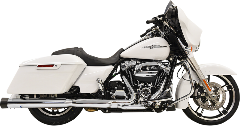 BASSANI XHAUST Slip On DNT Straight Can Mufflers for FL - '17-'19 Bagger -Chrome/Black 1F72DNT5 - PartsOutlet.com.au