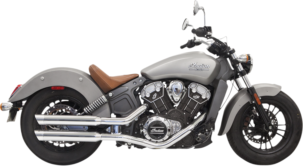 BASSANI XHAUST 3" Slip on Slash Cut Mufflers for Indian Scout 2015-2021 - Chrome - 8S17SC