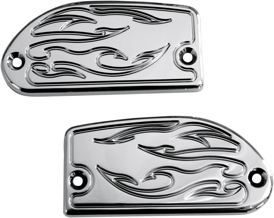 BARON Master Cylinder Cover - Flame - Yamaha '06-'12 - Chrome BA-7629-03 - PartsOutlet.com.au