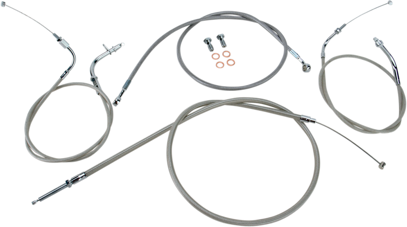 BARON Cable Line Kit - 12" - 14" -Yamaha '98-'17 - XVS650CU - Stainless Steel BA-8014KT-12