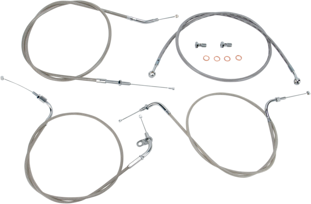 BARON Cable Line Kit - 12" - 14" - Yamaha '98-'15 XVS650CL - Stainless Steel BA-8015KT-12