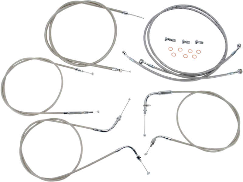 BARON Cable Line Kit - 12" - 14" - Yamaha '99-'09 - XVS1100CU - Stainless Steel BA-8048KT-12