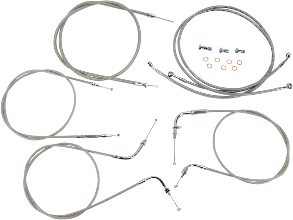 BARON Cable Line Kit - 12" - 14" - Yamaha '99-'09 - XVS1100CU - Stainless Steel BA-8048KT-12