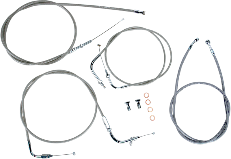 BARON Cable Line Kit - 15" - 17" - Yamaha '98-'17 - XVS650CU - Stainless Steel BA-8014KT-16