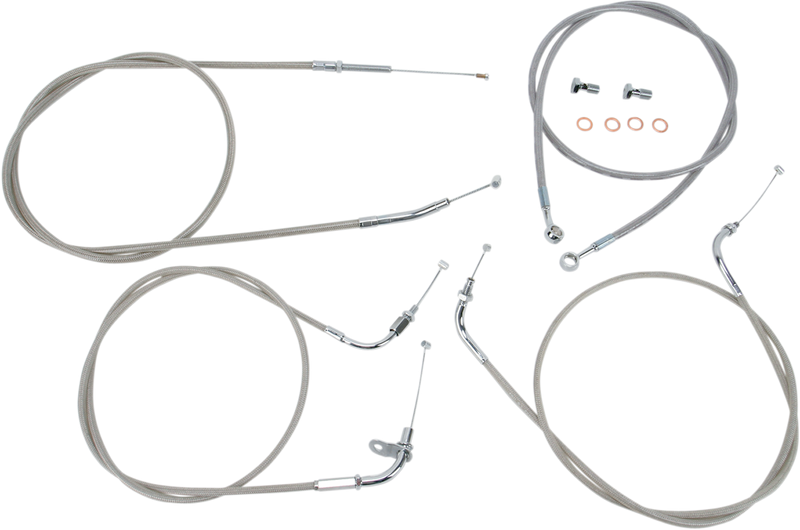 BARON Cable Line Kit - 15" - 17" - Yamaha '98-'15 - XVS650CL - Stainless Steel BA-8015KT-16