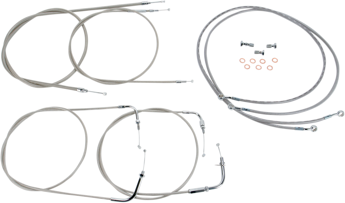 BARON Cable Line Kit - 15" - 17" - Yamaha '99-'09 - XVS1100CU - Stainless Steel BA-8048KT-16