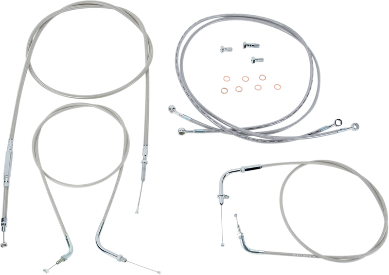 BARON Cable Line Kit - 15" - 17" - Yamaha '07-'17 - XVS1300 - Stainless Steel BA-801300KT-16