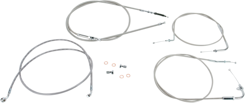 BARON Cable Line Kit - 15" - 17" - Kawaski '06-'19 VN900 - Stainless Steel BA-8074KT-16