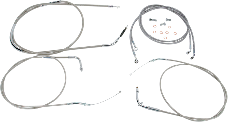 BARON Cable Line Kit - 15" - 17" - Kawasaki '04-'10 - VN2000 - Stainless Steel BA-8076KT-16