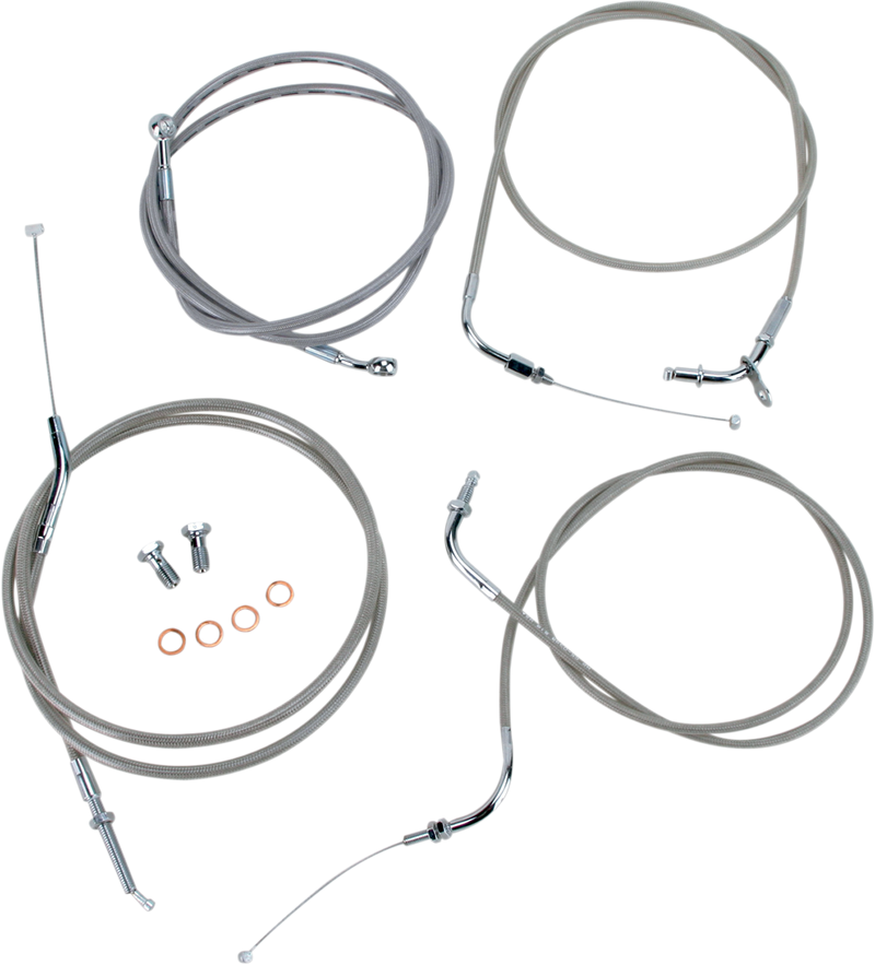 BARON Cable Line Kit - 18" - 20" - Yamaha '98-'15 - XVS650CL - Stainless Steel BA-8015KT-18