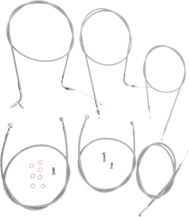 BARON Cable Line Kit - 18" - 20" - Yamaha '99-'09 XVS1100CL - Stainless Steel BA-8042KT-18