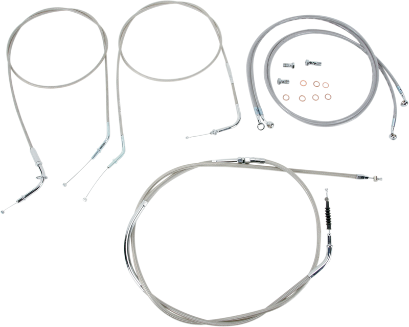 BARON Cable Line Kit - 18" - 20" - Kawasaki  '04-'10 VN2000 - Stainless Steel BA-8076KT-18