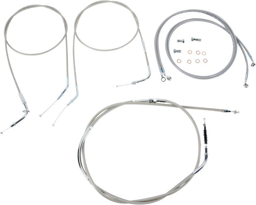 BARON Cable Line Kit - 18" - 20" - Kawasaki  '04-'10 VN2000 - Stainless Steel BA-8076KT-18