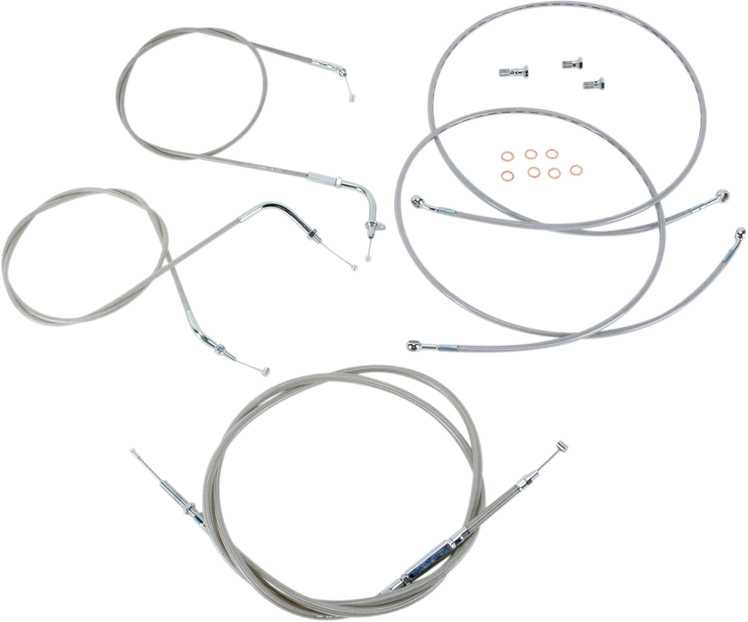 BARON Cable Line Kit - 18" - 20" - Yamaha '07-'17 XVS1300 - Stainless Steel BA-801300KT-18