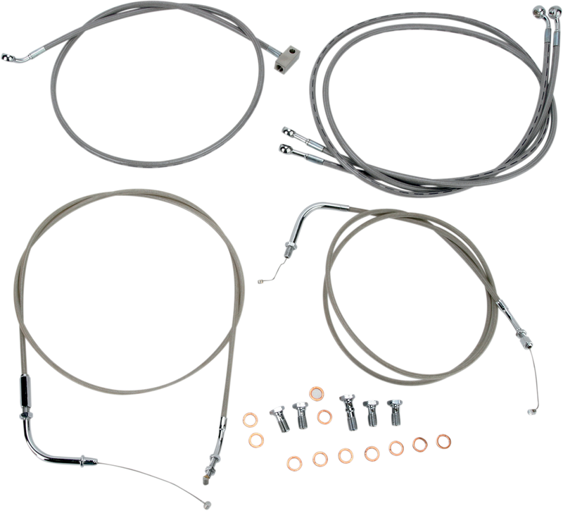 BARON Cable Line Kit - 18" - 20" - Yamaha '06-'15 - Roadliner - Stainless Steel BA-8059KT-18