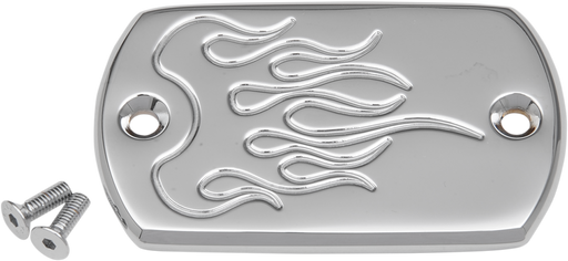 BARON Master Cylinder Cover - Flame - Yamaha '98-'17 - Chrome BA-7640-03 - PartsOutlet.com.au