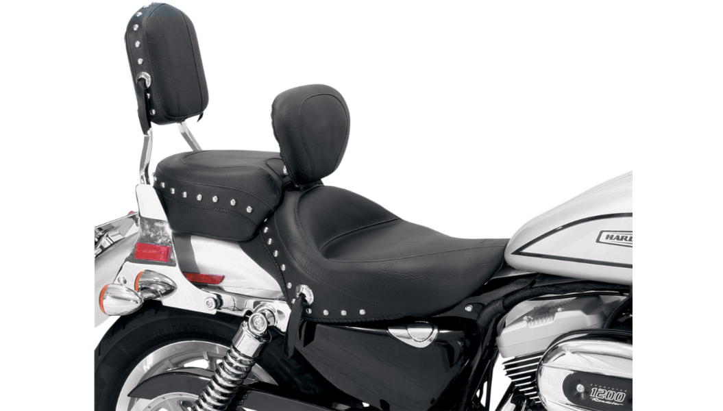 MUSTANG Wide Studded Solo Seat - Driver's Backrest - Harley-Davidson Sportster XL 2004-2021 - 79437 - PartsOutlet.com.au