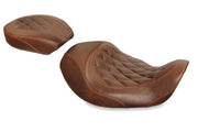 MUSTANG Wide Tripper Rear Seat - Diamond - Brown - Harley-Davidson Dyna 2006-2017 - 76709 - PartsOutlet.com.au