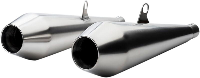 BRITISH CUSTOMS Predator Pro™ Mufflers - Brushed - Triumph 2016-2023 - BC902-102-BR - PartsOutlet.com.au