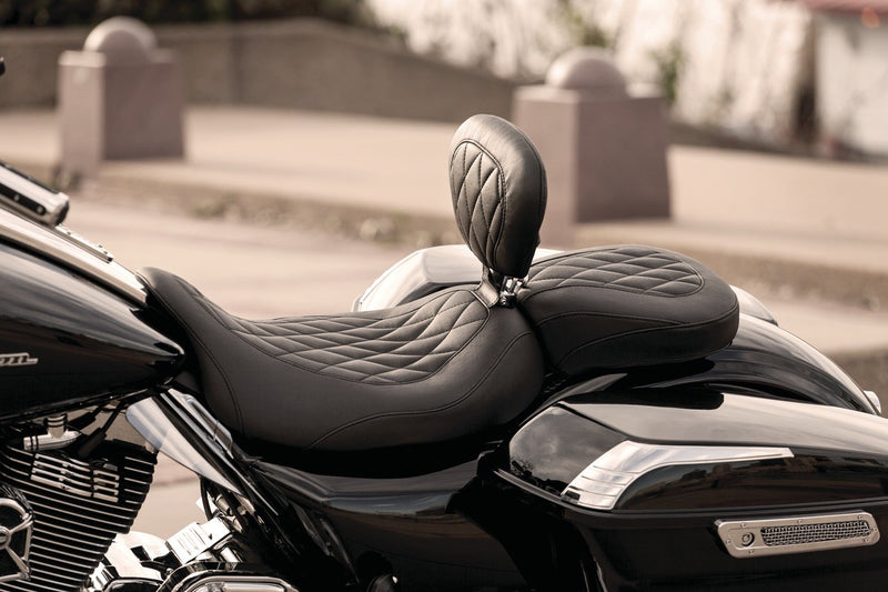 MUSTANG Wide Tripper Rear Seat - Harley-Davidson FL 2008+ - Diamond 76695 - PartsOutlet.com.au